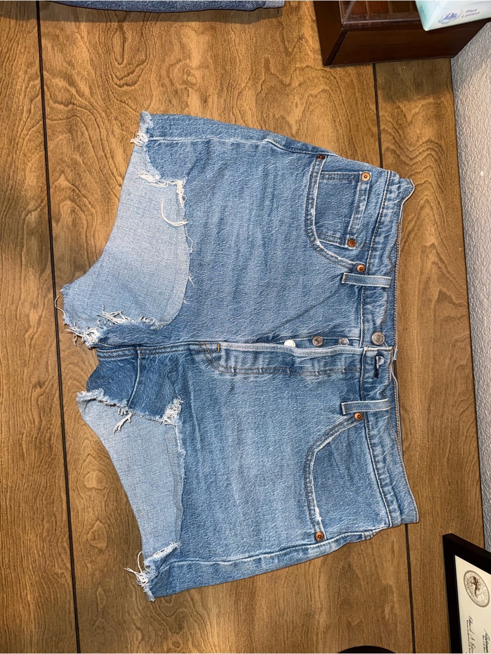 Women’s Levi Strauss Distressed Denim Shorts - Light Blue